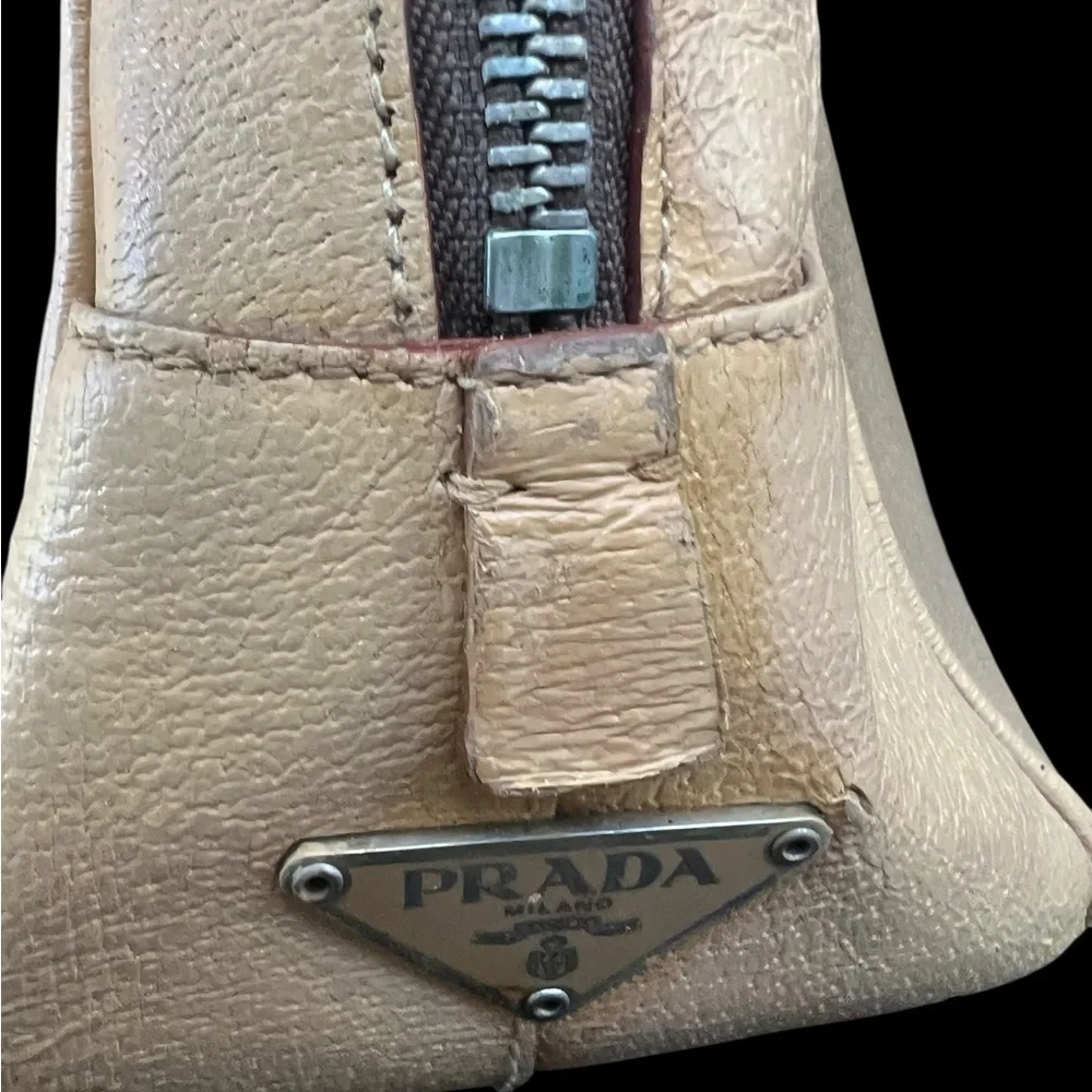 Prada Cream Leather Shoulder Bag